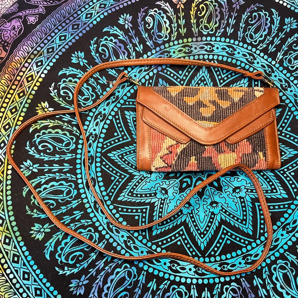 Artemis Design Co. Tan Brown Multi-Color Woven Crossbody Bag